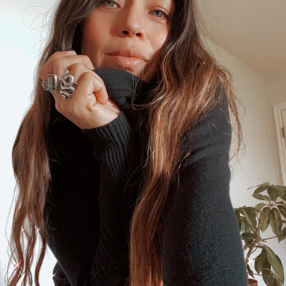 Sea Bleu Black Cashmere cowl neck Sweater